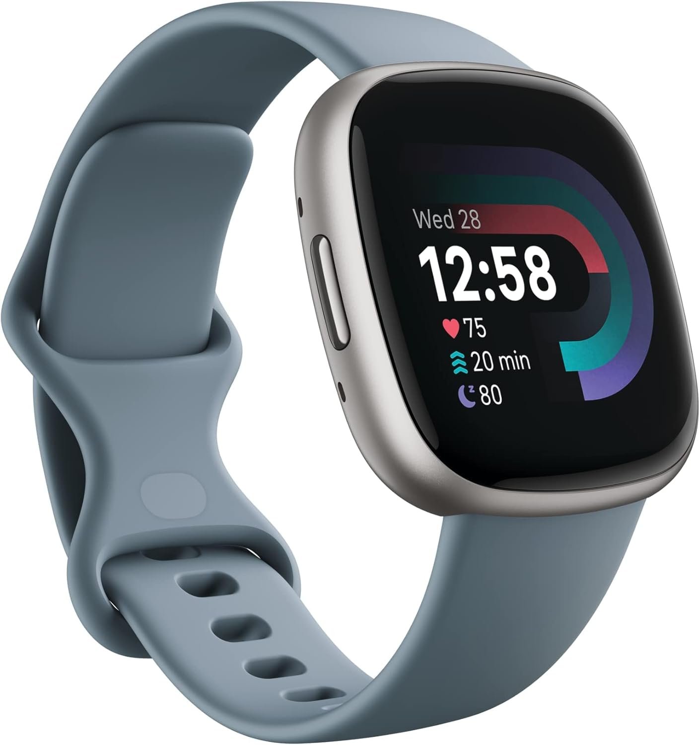 Google Fitbit Versa 4 Fitness Smartwatch, - Waterfall Blue/Platinum