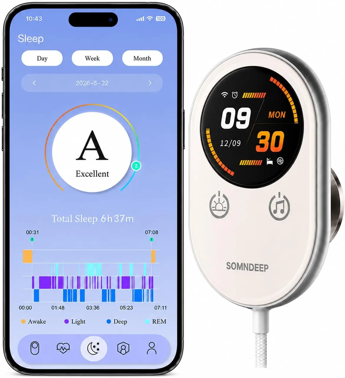 SOMNDEEP Contactless Smart Sleep Tracker, Non-Wearable