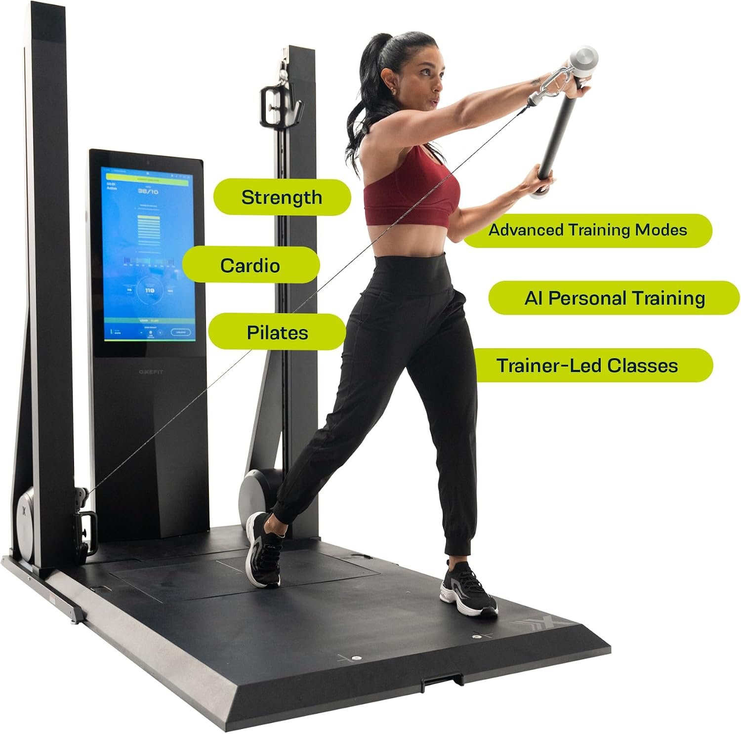 OxeFit XS1 Flow Smart Home Gym – All-in-One Strength & Cardio Machine with Adaptive Workouts, AI Training, Real-Time Tracking & Trainer-Led Classes Black
