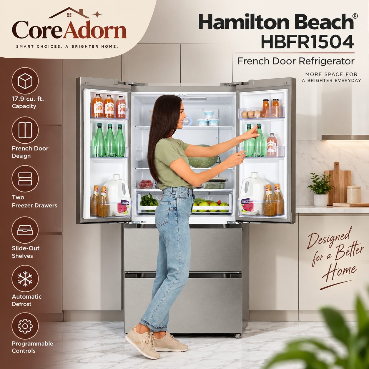 Hamilton Beach HBFR1504 Review: 17.9 Cu. Ft. French Door Refrigerator with Two Freezer Drawers