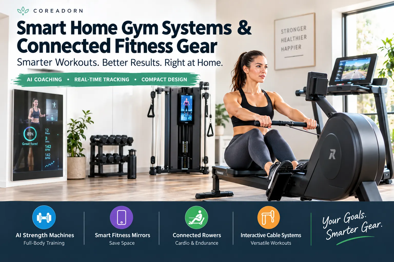 Smart home gym systems and connected fitness equipment